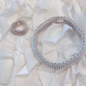 Retired 925 Sterling Tiffany Mesh Bracelet and Ring